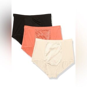 Set of Three High-Waisted Briefs in Black, Coral, and Cream